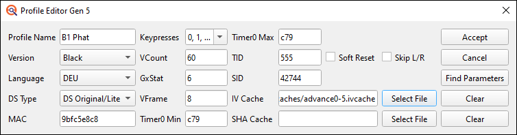 Profile Editor with Cache